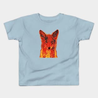 Flaming Hot Coyote Kids T-Shirt